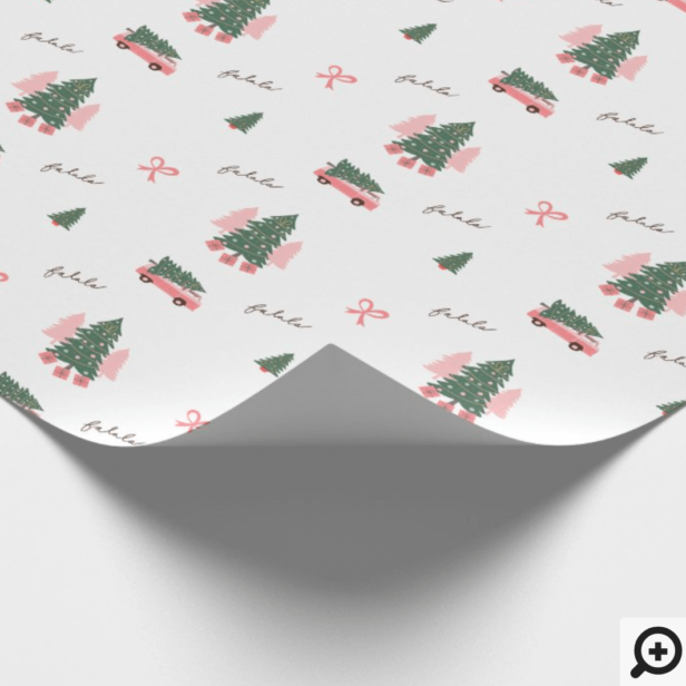 Festive Fa La Christmas Tree Vintage Retro Van Wrapping Paper