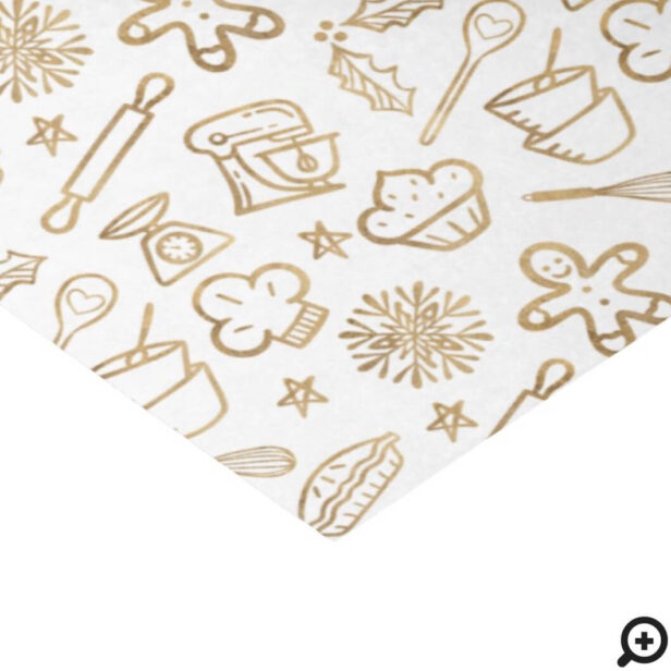 Festive Shimmering Gold Christmas Baking Pattern Tissue Paper