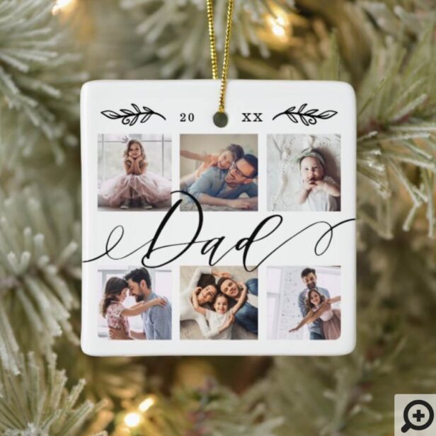 Gift for Dad | Family Keepsake Photo Collage Ceramic Ornament