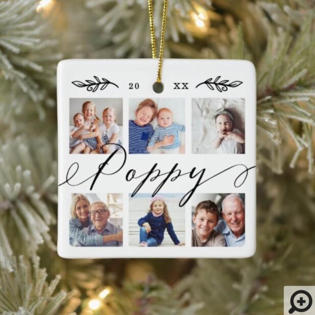 Gift for Poppy | Grandchildren Photo Collage Ceramic Ornament