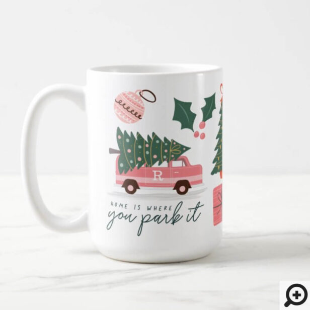 Home Is Where You Park It Pink Van Christmas Tree Coffee Mug