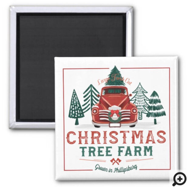 Large Fresh Christmas Tree Farm Vintage Truck Magnet