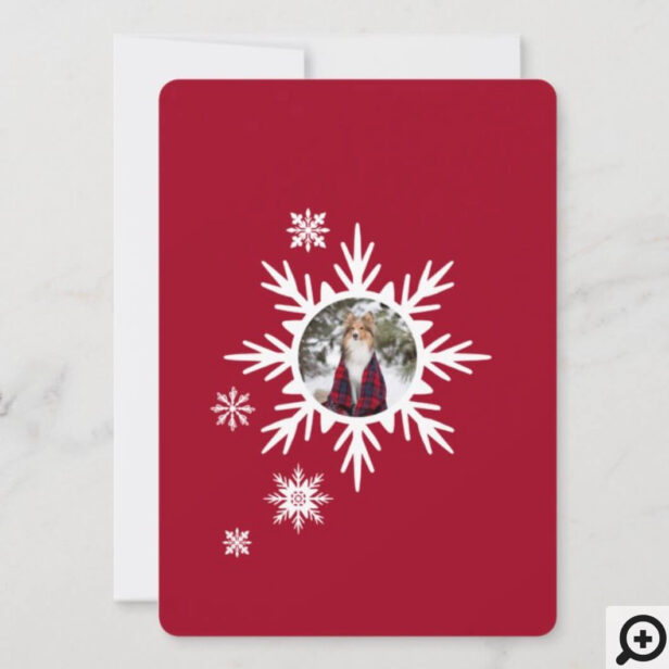 Merry Christmas Winter Snowflakes Family Photo Holiday Card
