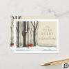 Merry Christmas Woodland Winter Forest Fox Holiday Postcard