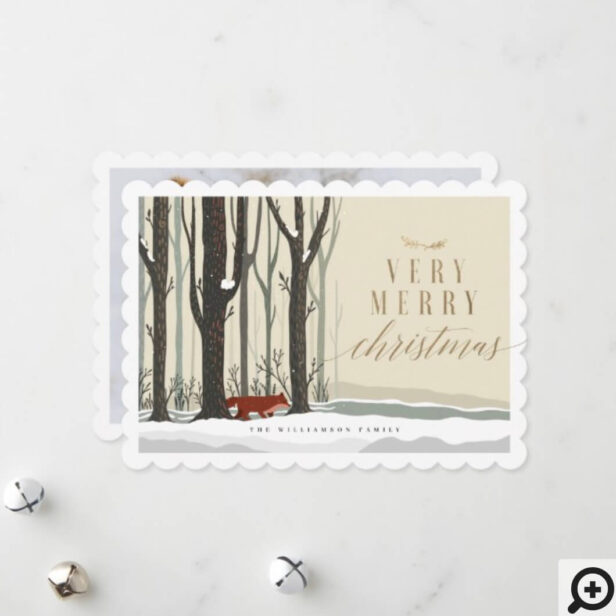 Merry Christmas Woodland Winter Forest Fox Photo Holiday Card