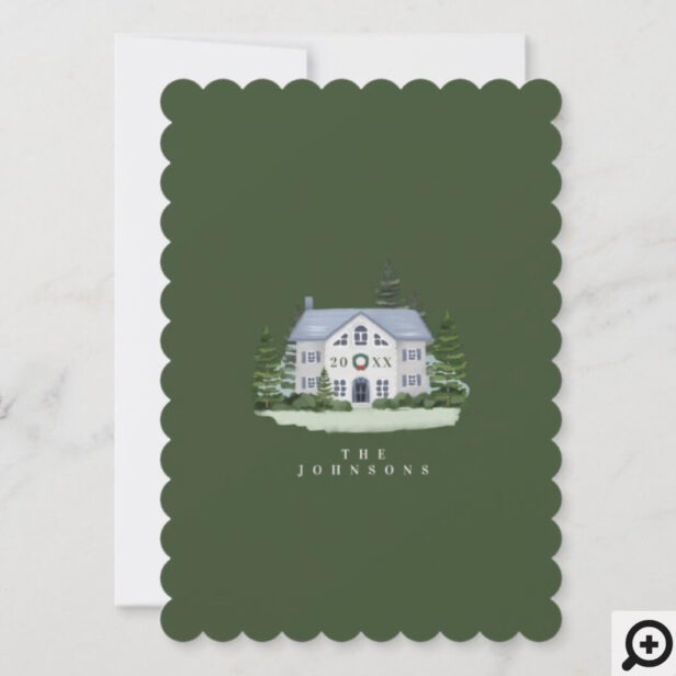 Merry Winter Evergreen Forest Family Home Photo Holiday Card