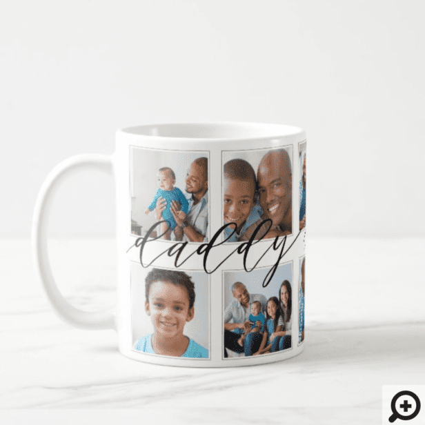 Modern Daddy Script Gift For fathers Photo Collage Coffee Mug