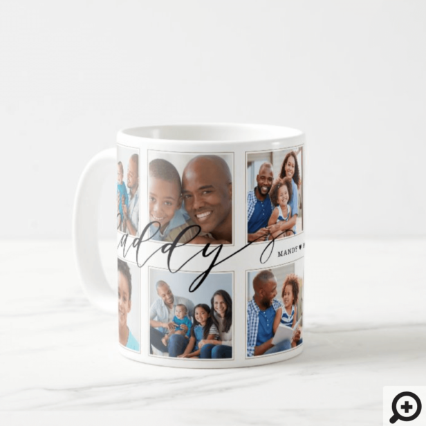 Modern Daddy Script Gift For fathers Photo Collage Coffee Mug