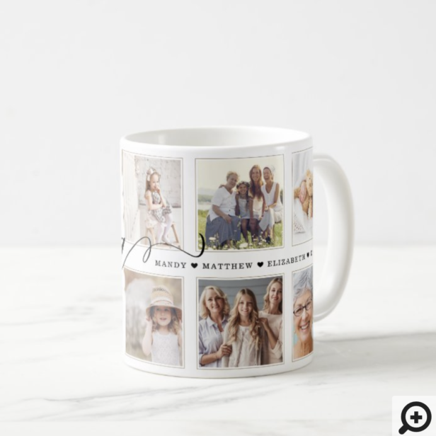 Modern Nana Script | Grandchildren Photo Collage Coffee Mug