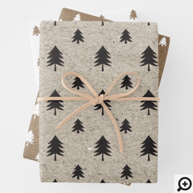 Brown Kraft Paper Modern Christmas Tree Pattern
