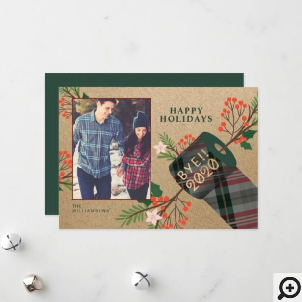 Bye 2020 We Rolled With It Plaid Toilet Paper Roll Green Holiday Card