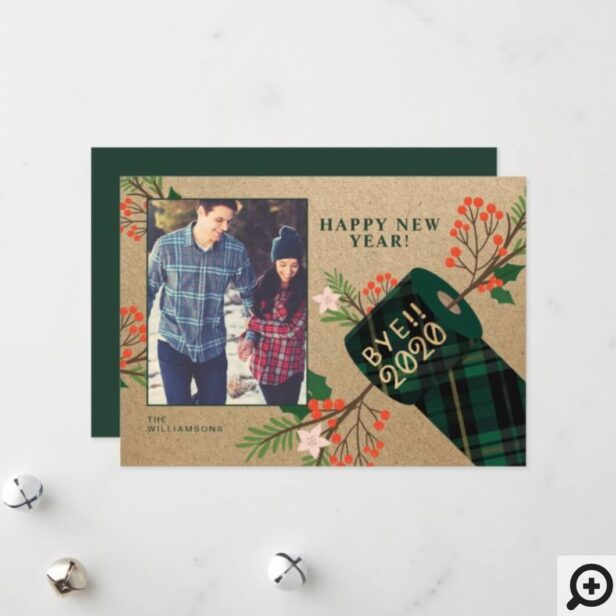 Bye 2020 We Rolled With It Plaid Toilet Paper Roll Dark Green Holiday Card