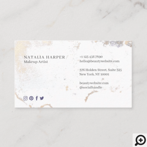 Elegant Purple Glitter Gold Beauty & Makeup Artist Business Card