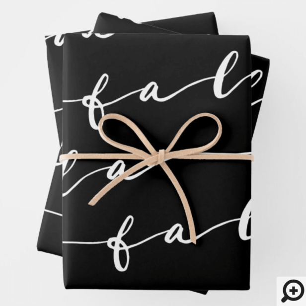 FA LA LA Black & White Calligraphy Christmas Carol Wrapping Paper Sheets