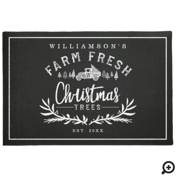 Farm Fresh Christmas Trees Vintage Car Family Doormat