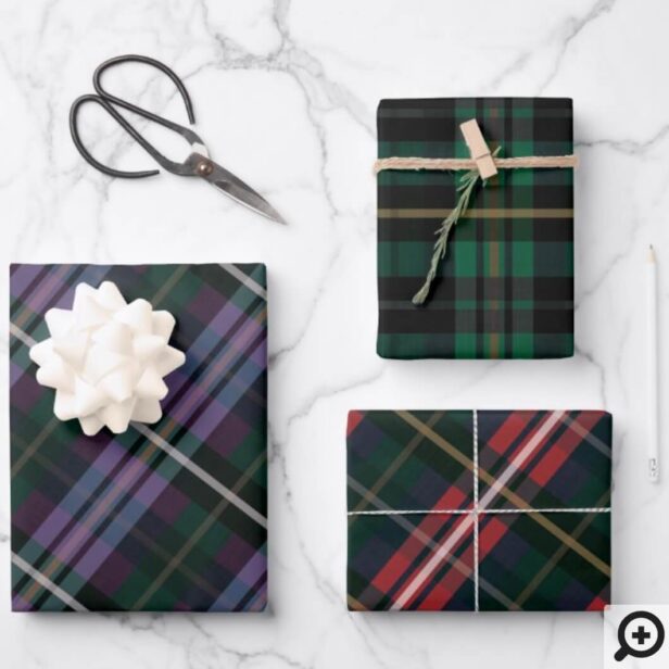 Festive Stylish Multi-Colored Plaid Patterns Wrapping Paper Sheets