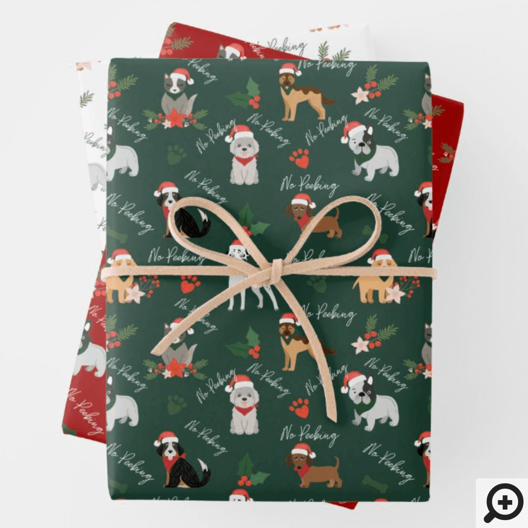 Paw Print Gift Wrapping Paper Roll, Watercolor Paw Prints, Bones