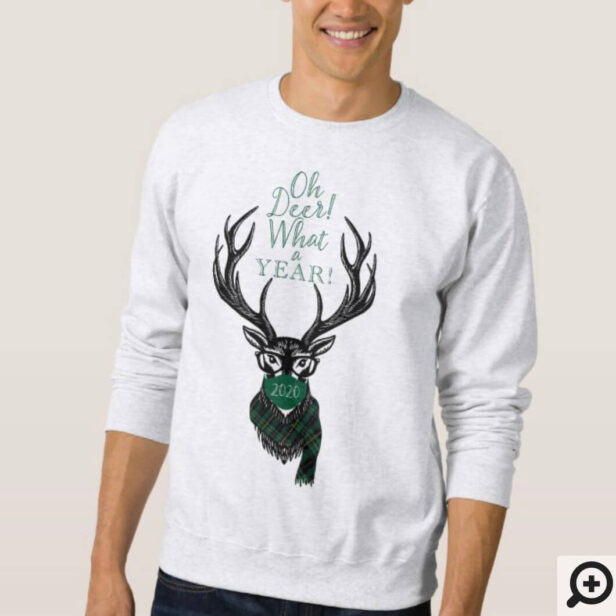 Oh Deer What a Year! Reindeer Plaid Scarf & Mask Sweatshirt