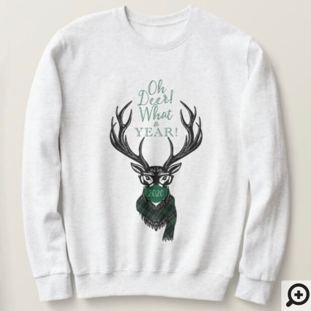 Oh Deer What a Year! Reindeer Plaid Scarf & Mask Sweatshirt