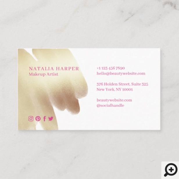 Pink & Champagne Glitter Gold Foil Beauty Makeup Business Card