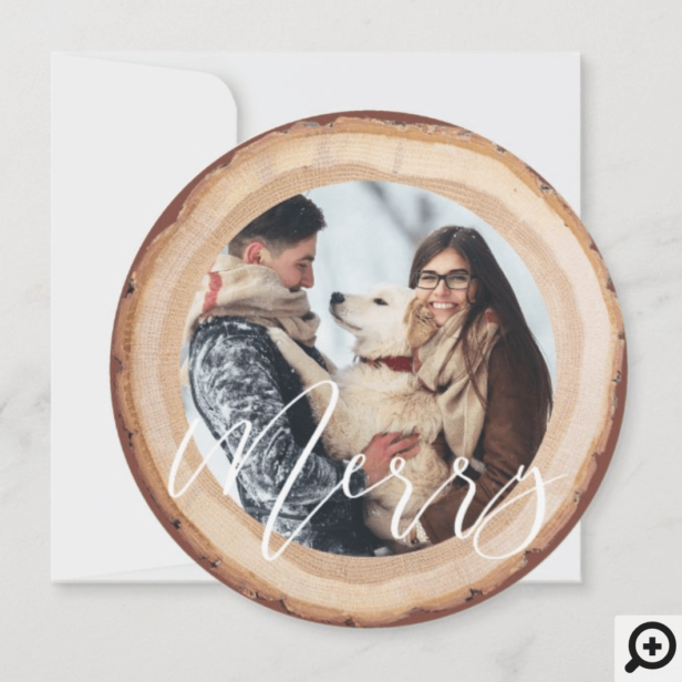 Rolled With It Toilet Paper Tree Wood Slice Photo Holiday Card