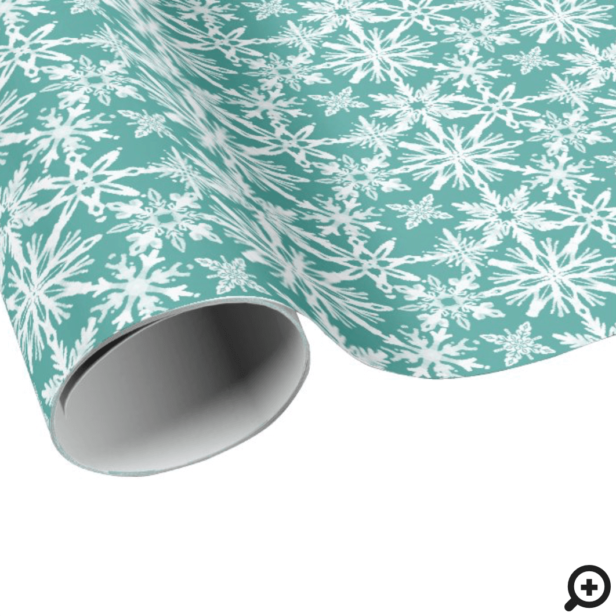 Shibori Tie Dye Aqua Green Snowflakes Pattern Wrapping Paper