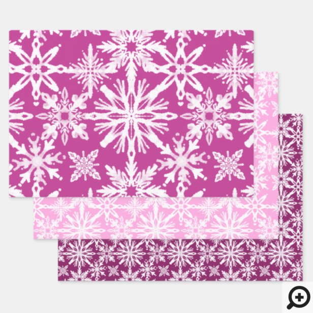 Shibori Tie Dye Pink Snowflakes Pattern Wrapping Paper Sheets