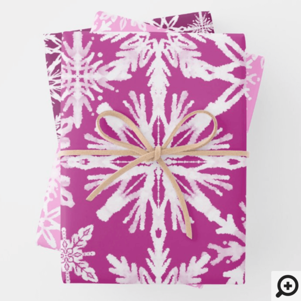 Shibori Tie Dye Pink Snowflakes Pattern Wrapping Paper Sheets