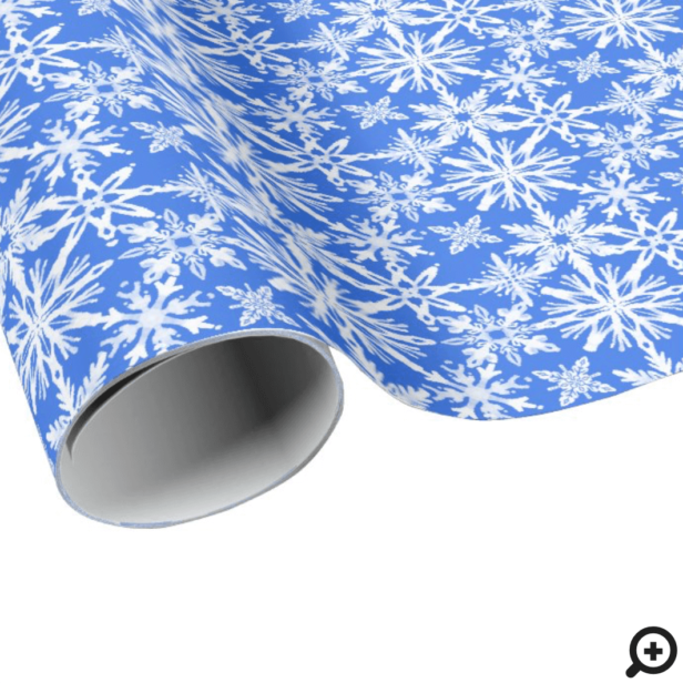 Shibori Tie Dye Royal Blue Snowflakes Pattern Wrapping Paper