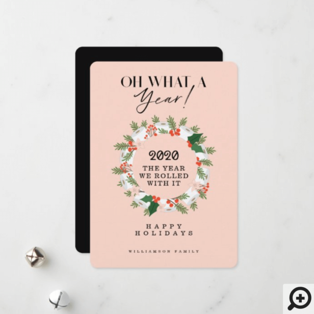 What A Year! Toilet Paper Festive Wreath Pink Holiday Card
