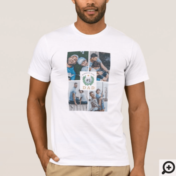 #1 Dad, Happy Fathers Day Golf Theme Photo Collage T-Shirt