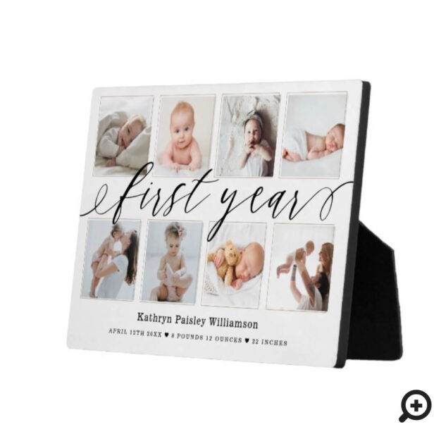 Baby's First Year Birth Stats & Photo Collage Plaque