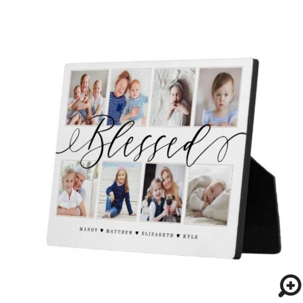 Blessed Modern Calligraphy | Family Photo Collage Plaque