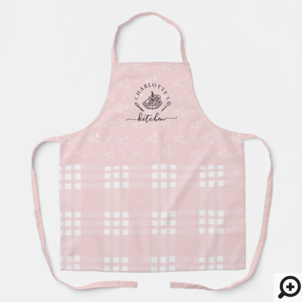 Custom Pink Plaid Kitchen Whisk & Tart Baking Apron