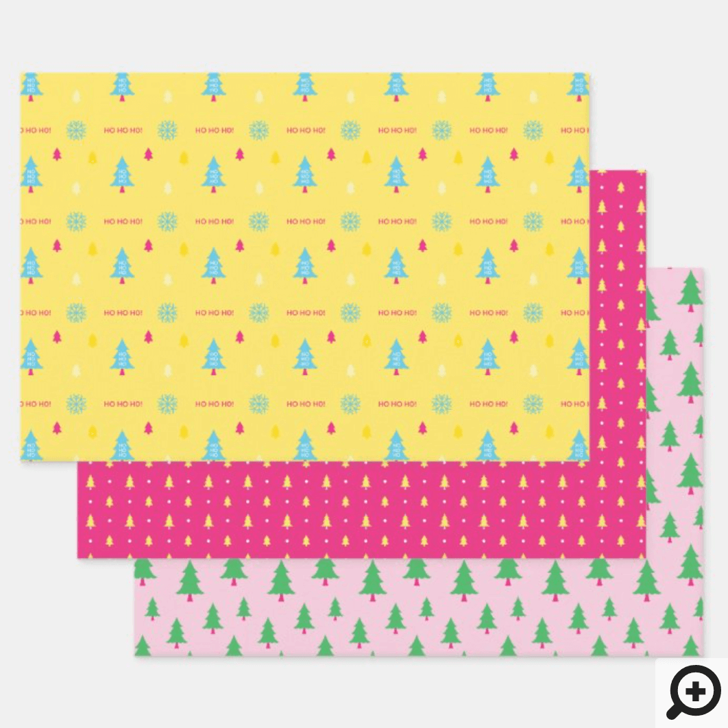 Neon Christmas Gift Wrap Starry Forest Wrapping Paper Roll Tree Bright Star  Confetti Holiday Gift Teenager Wrapping Paper Hot Pink Teal Blue 