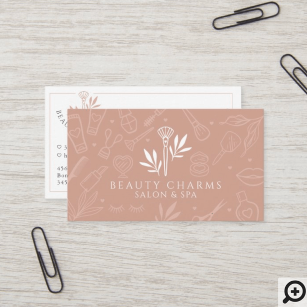 Luxury Beauty Charms Blush Pink Makeup Logo Business Card
