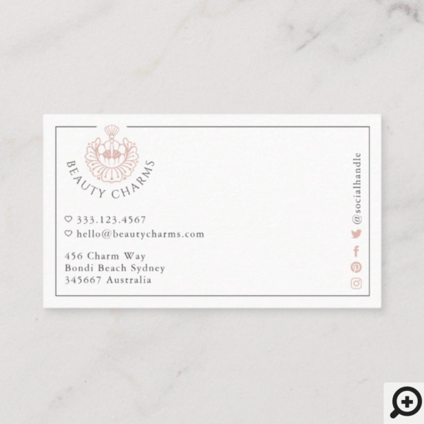 Luxury Beauty Charms Charcoal Grey Makeup Logo Business Card