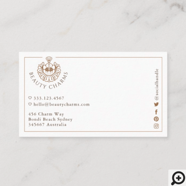 Luxury Beauty Charms Tan & Brown Makeup Logo Business Card