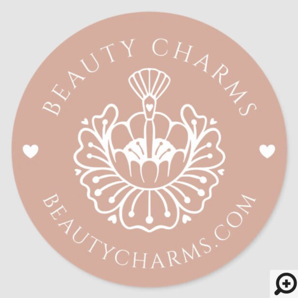 Luxury Beauty Lotus/Makeup Brush Logo Pink Classic Round Sticker