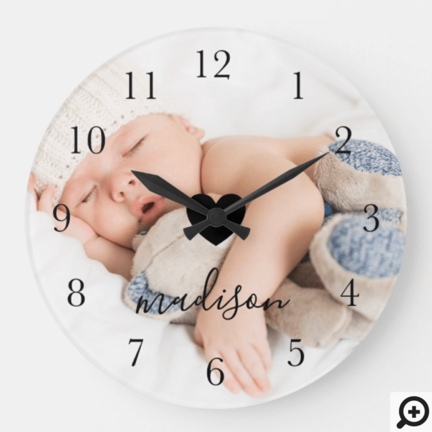 Modern & Minimal Personalized Full Photo & Name Large Clock