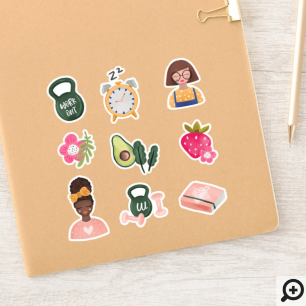 New You | New Year Resolutions Girly Illustrative Sticker
