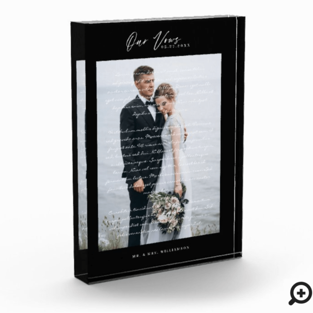 Wedding Vows Script & Minimal Black Frame Photo Block