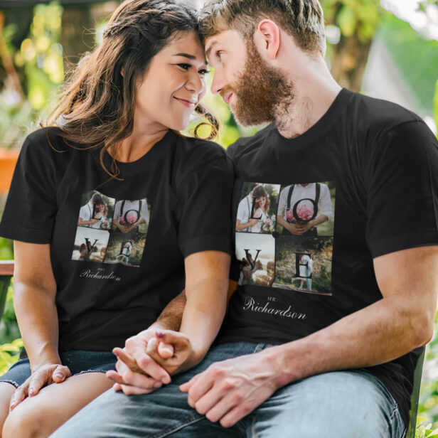 Love Newlyweds Wedding Photo Collage Black T-Shirt