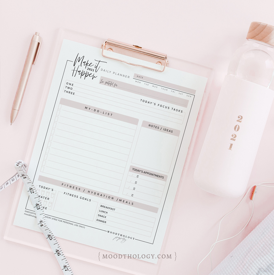 free printable daily planner By Moodthology Papery