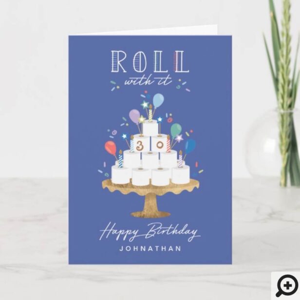 Fun Covid Roll With It Toilet Paper Birthday Cake Purple Card