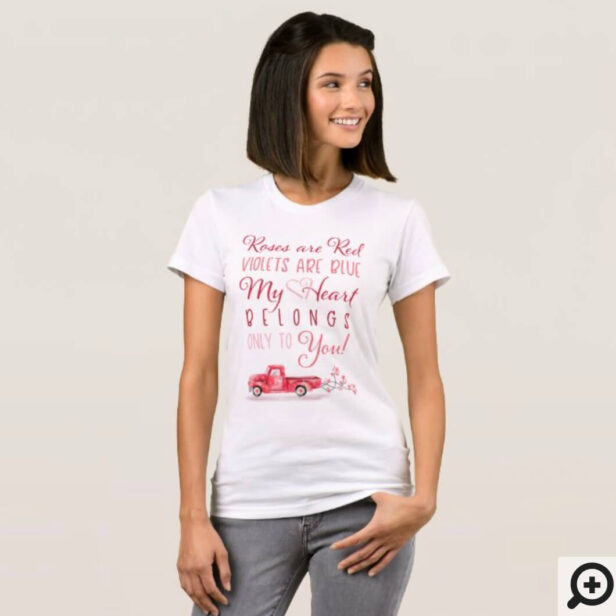 Heart Belongs to You Newlyweds Red Vintage Truck T-Shirt