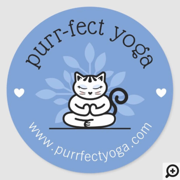 Holistic Yoga Cat Meditating Yoga Pose Blue Classic Round Sticker