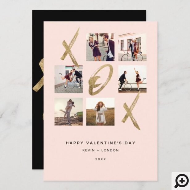 Newlyweds X O X Hugs & Kisses Photo Grid Collage Holiday Card
