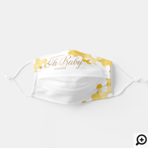Oh Baby Bee Baby Shower Honey Comb And bee White Adult Cloth Face Mask