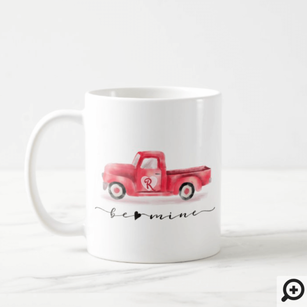 Red Valentine Watercolor Vintage Truck Be Mine Coffee Mug